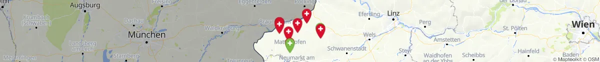 Kartenansicht für Apotheken-Notdienste in der Nähe von Moosbach (Braunau, Oberösterreich)